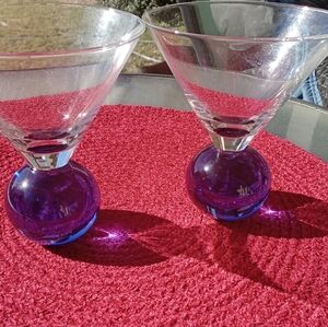 Glass Martini Glasses with Cobalt Blue Base